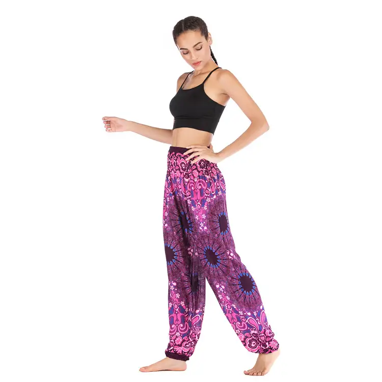 Women's Blue Printed Yoga Pants with Crop Top Set - Image 8