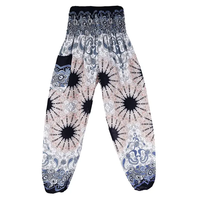 Women's Blue Printed Yoga Pants with Crop Top Set - Image 2