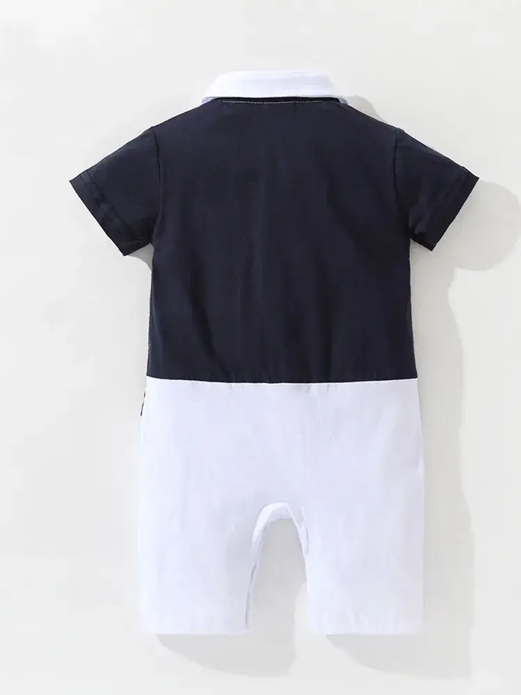 Navy Thin Sheath Romper for Boys Summer Short Sleeve - Image 4