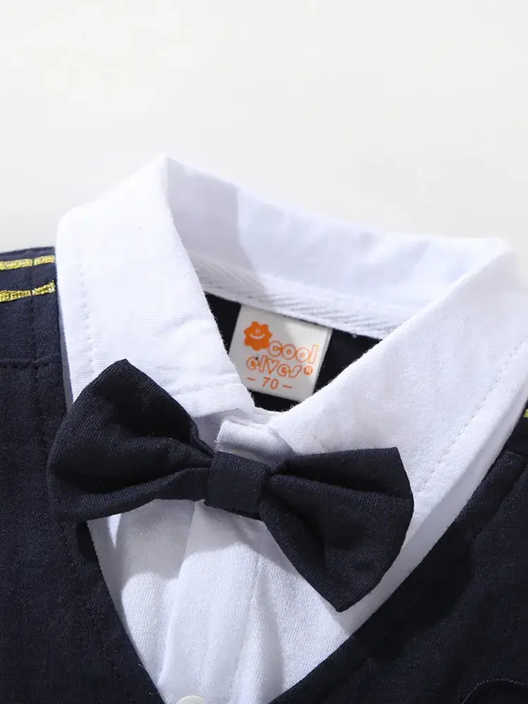 Navy Thin Sheath Romper for Boys Summer Short Sleeve - Image 5