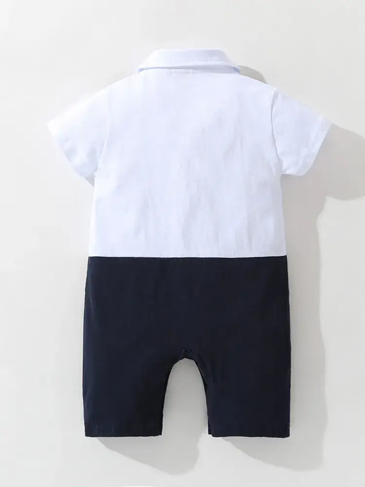 Navy Thin Sheath Romper for Boys Summer Short Sleeve - Image 6