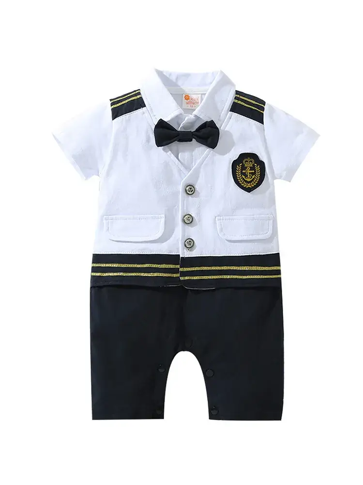 Navy Thin Sheath Romper for Boys Summer Short Sleeve - Image 7