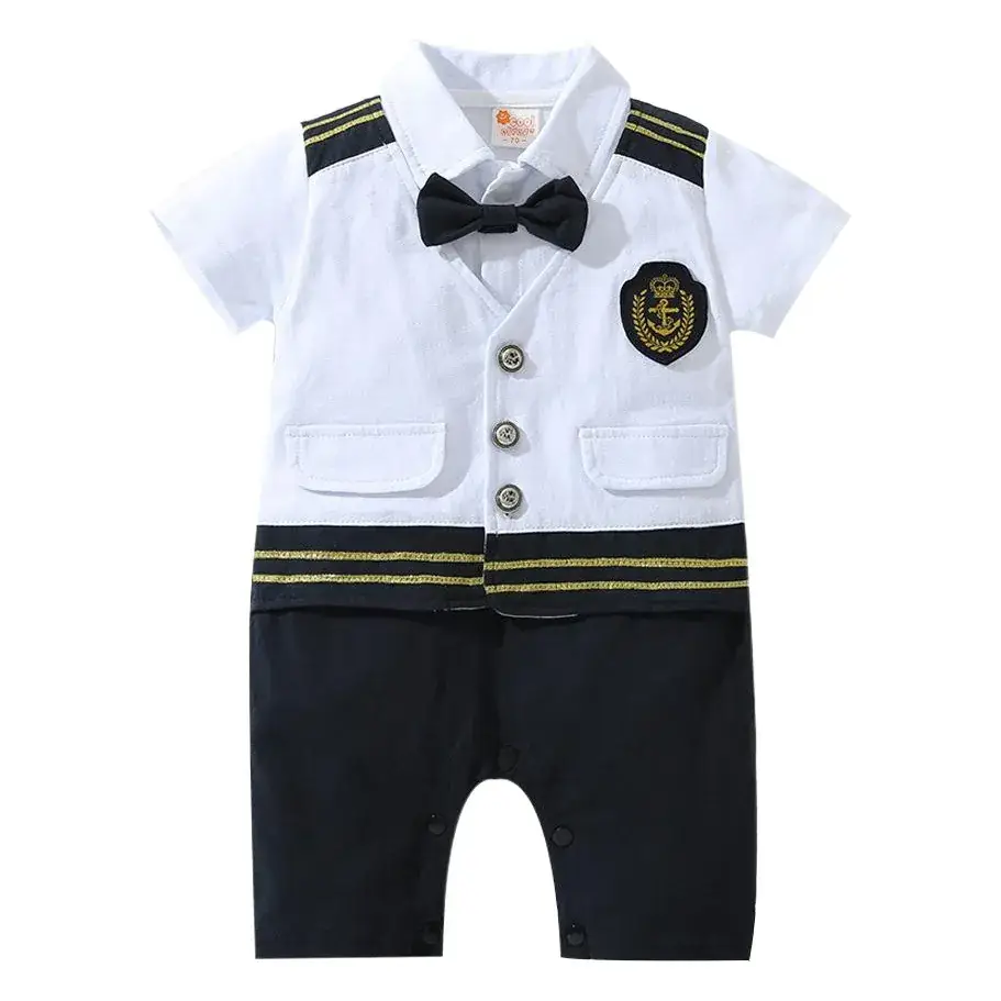 Navy Thin Sheath Romper for Boys Summer Short Sleeve