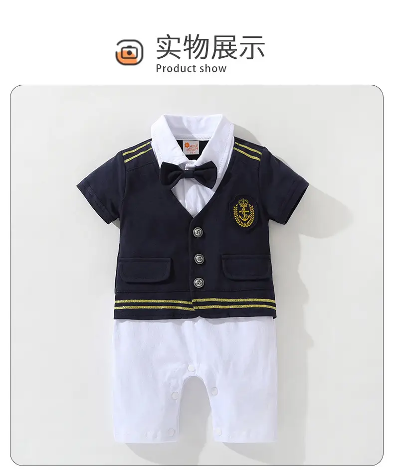 Navy Thin Sheath Romper for Boys Summer Short Sleeve — feature 14