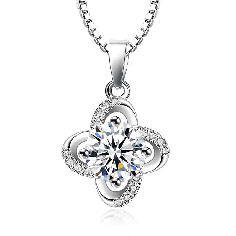 Silver Plated Heart Flower Necklace for Women - Image 7