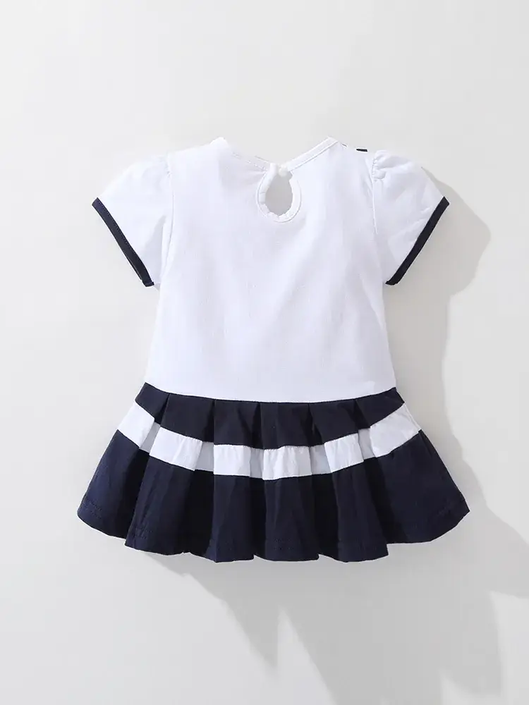 Navy Watercolor Princess Dress for Little Girls - Image 4