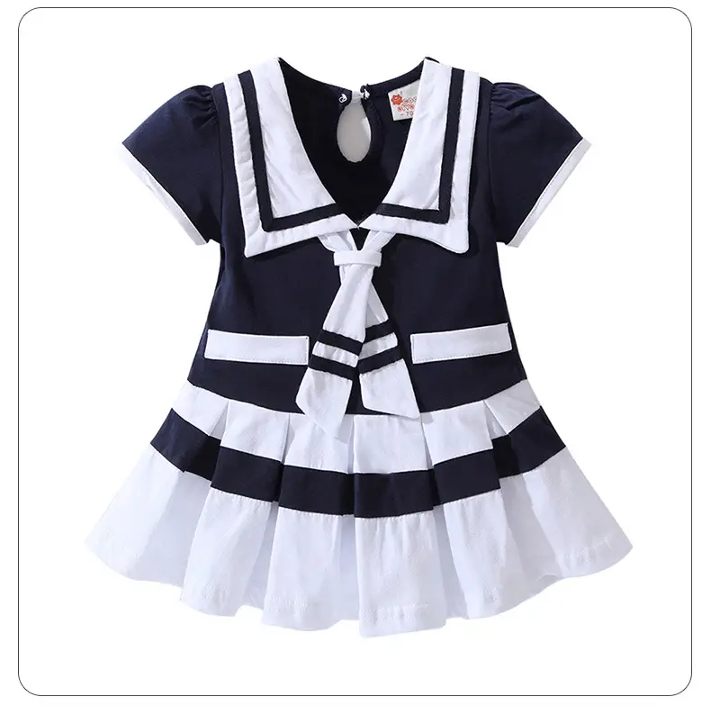 Navy Watercolor Princess Dress for Little Girls — feature 15