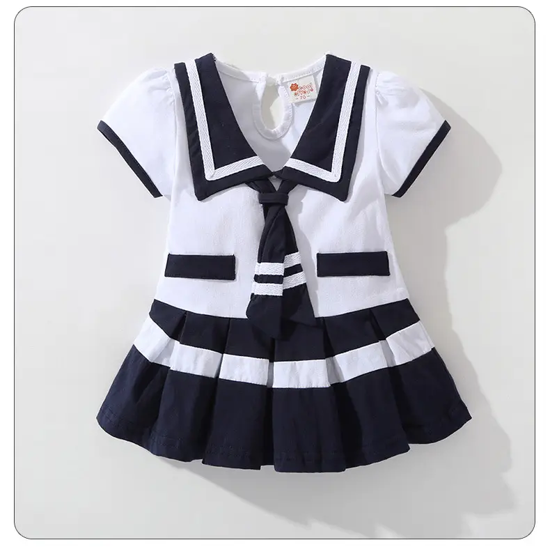 Navy Watercolor Princess Dress for Little Girls — feature 16