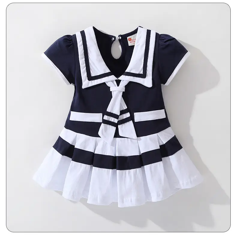 Navy Watercolor Princess Dress for Little Girls — feature 18