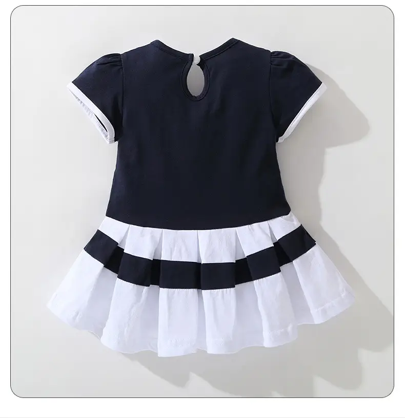 Navy Watercolor Princess Dress for Little Girls — feature 19