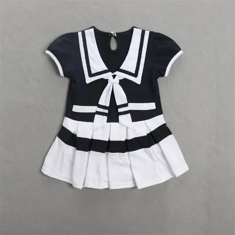 Navy Watercolor Princess Dress for Little Girls - Image 2