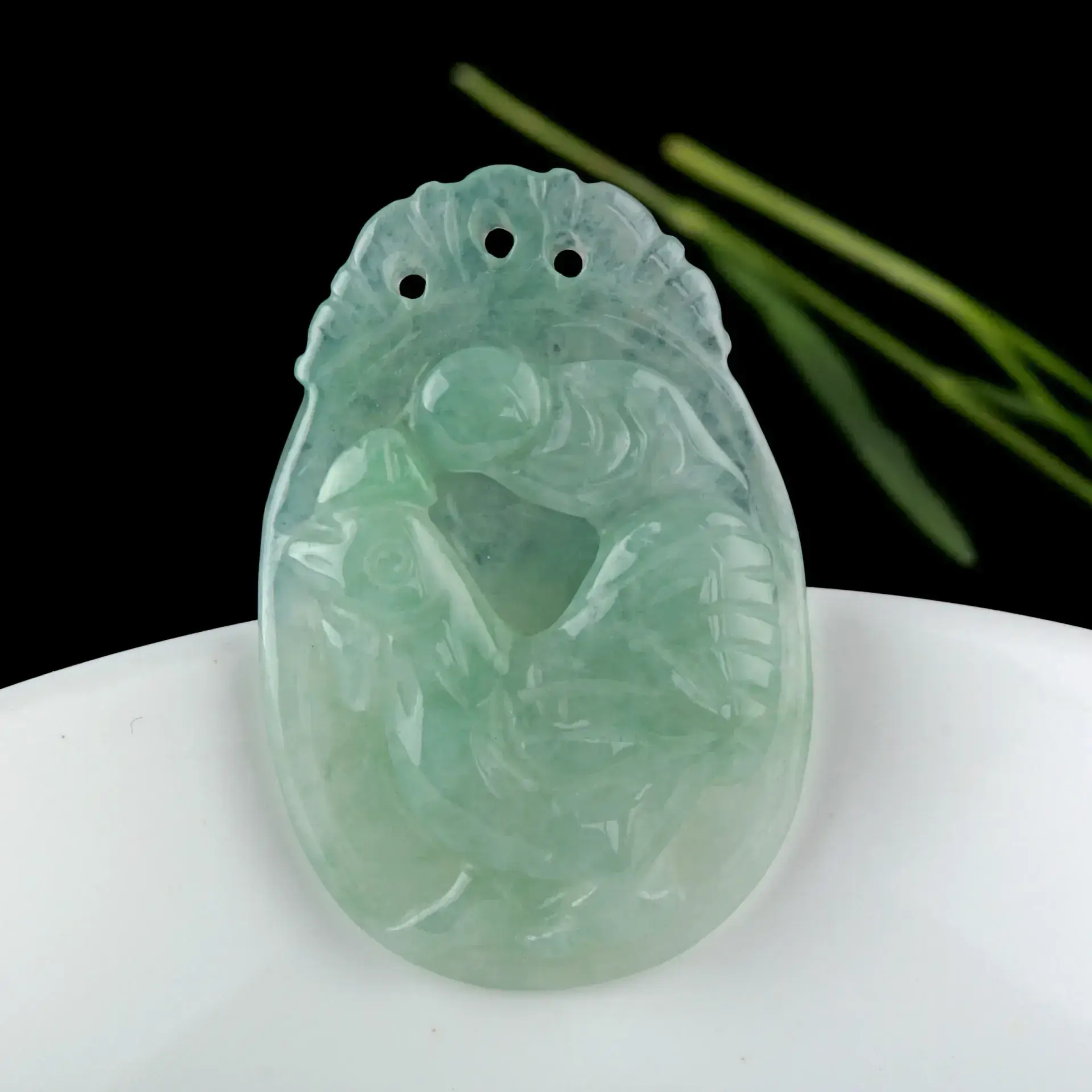 Yuyun Jade Zodiac Rat Ox Pendant Green - Image 12
