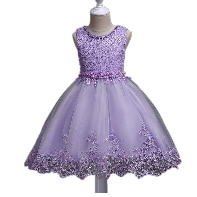Blue Beaded Lace Princess Dress for Girls Large - Image 9