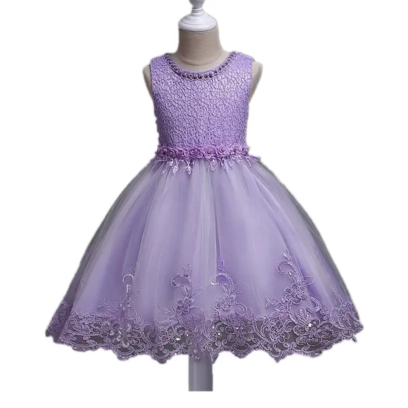 Blue Beaded Lace Princess Dress for Girls Large