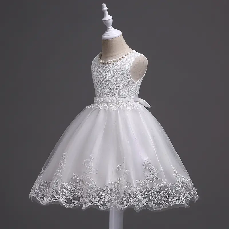 Blue Beaded Lace Princess Dress for Girls Large — feature 10