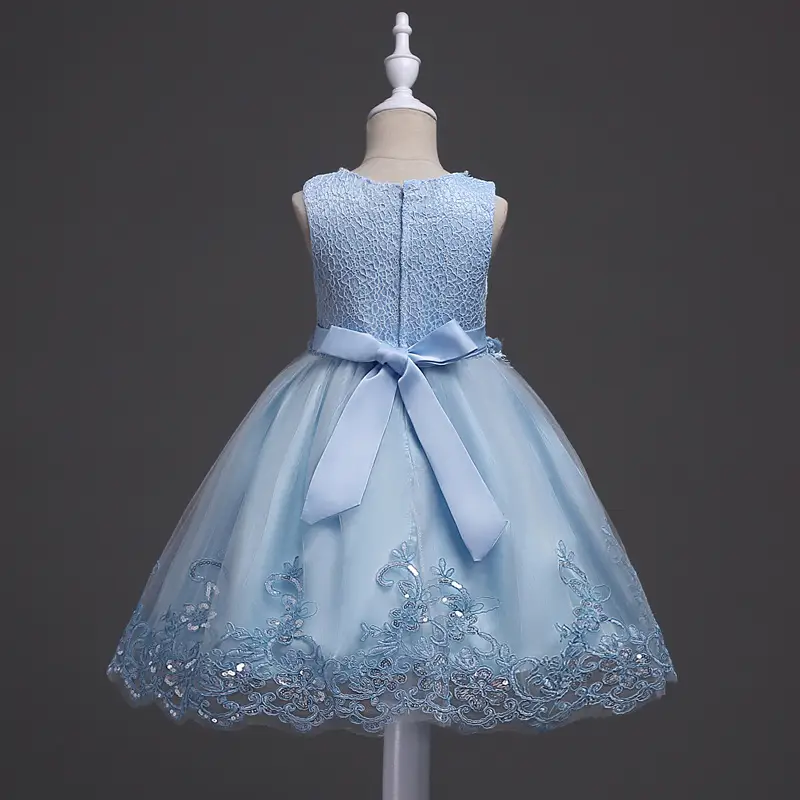 Blue Beaded Lace Princess Dress for Girls Large — feature 8