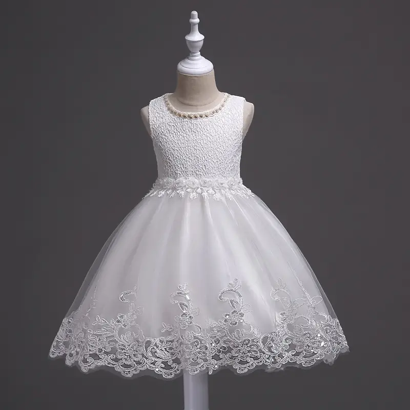Blue Beaded Lace Princess Dress for Girls Large — feature 9