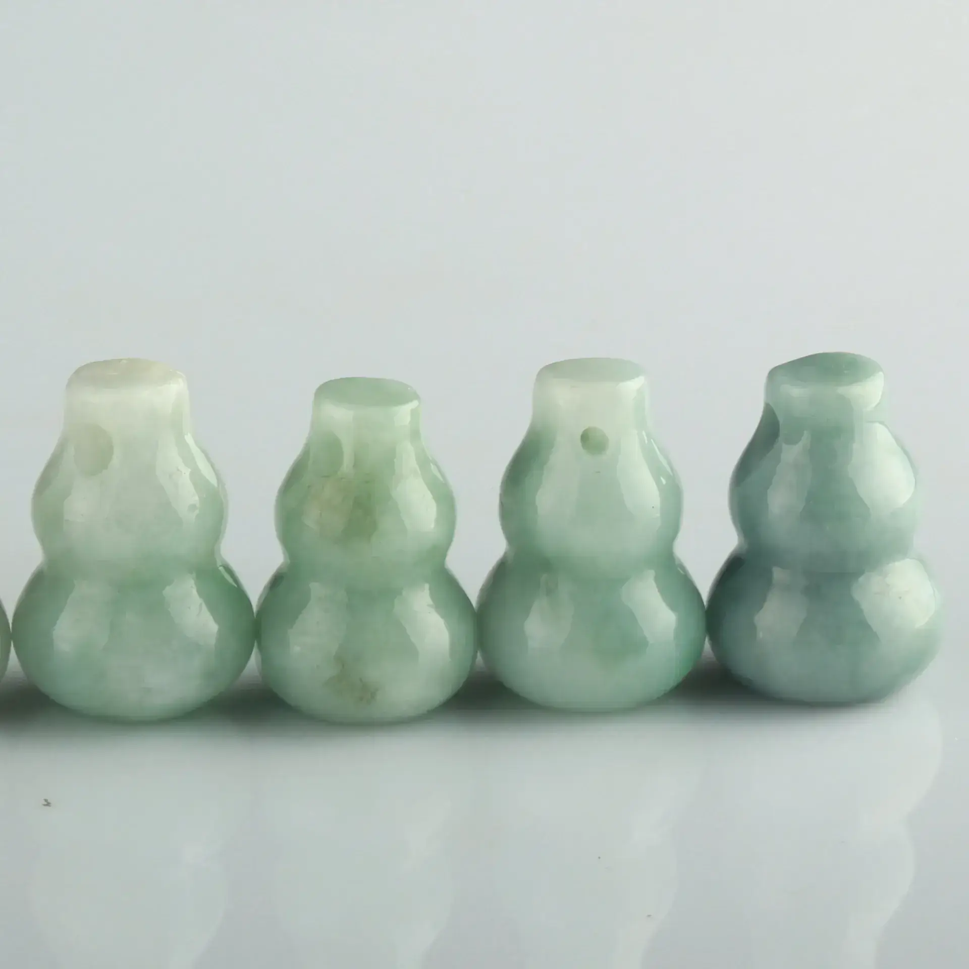 Green Jade Gourd Pendant Set of 4