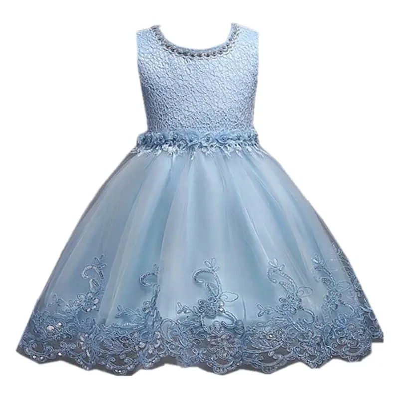 White Lace Sleeveless Wedding Dress for Girls