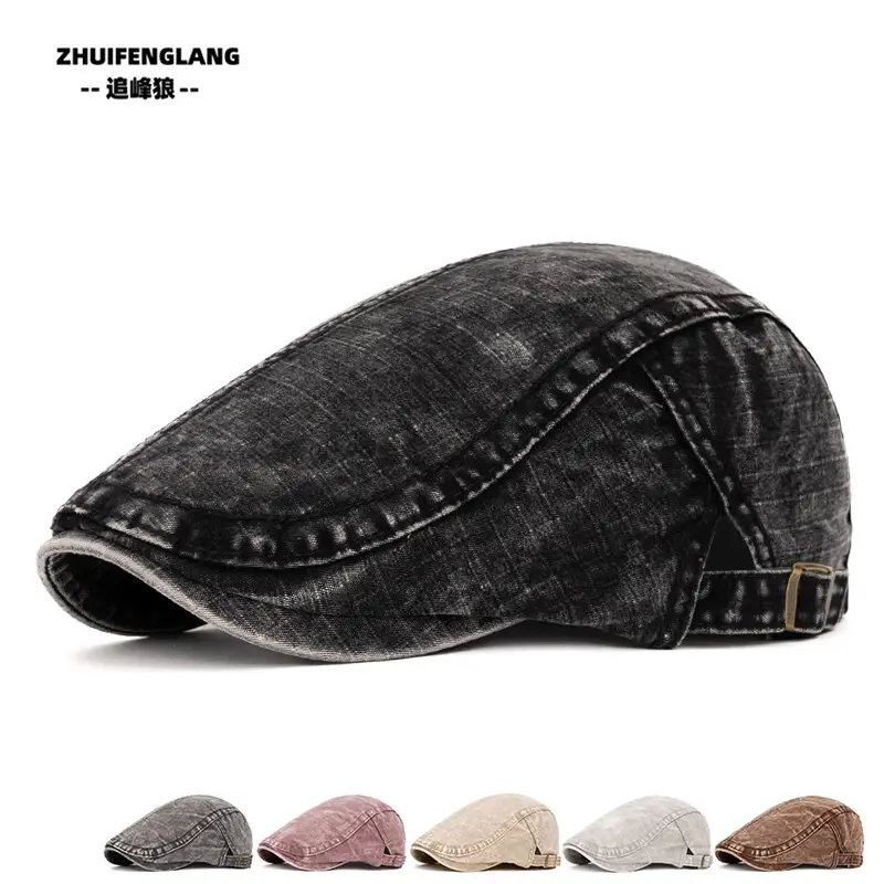Men's Washed Cotton Peaked Hat Solid Color — feature 140
