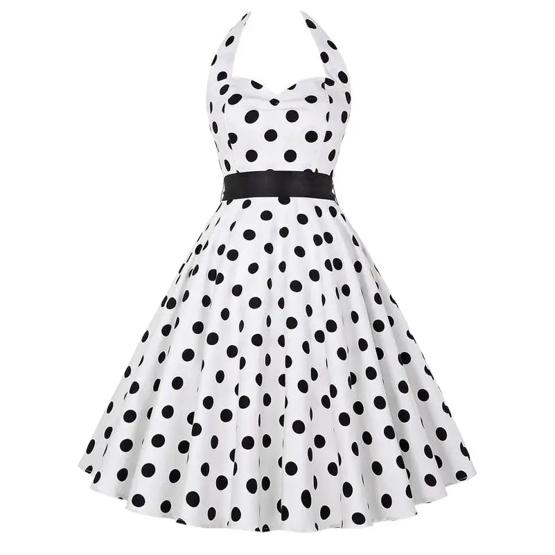 Black Polka Dot 50s Waist Slimming Swing Dress