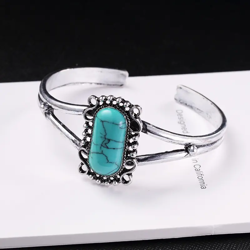 Women Adjustable Turquoise Stone Bracelet - Image 2