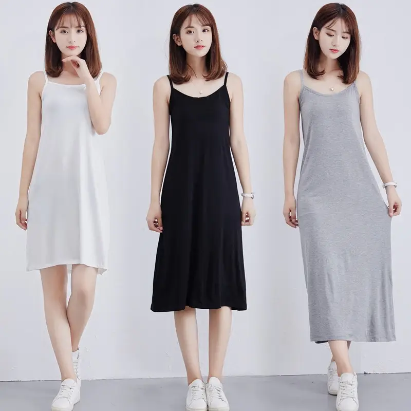Black Modal Sleeveless Dress Vest Mid Length Plus Size - Image 13