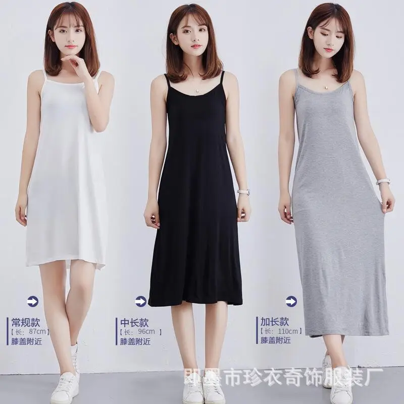 Black Modal Sleeveless Dress Vest Mid Length Plus Size - Image 16