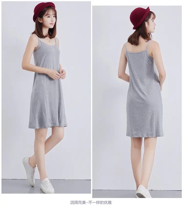 Black Modal Sleeveless Dress Vest Mid Length Plus Size — feature 44