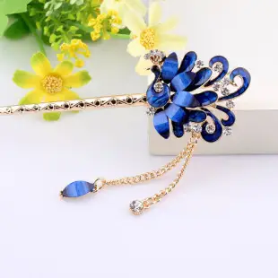 Blue Floral Diamond Hair Combs for Women — feature 5