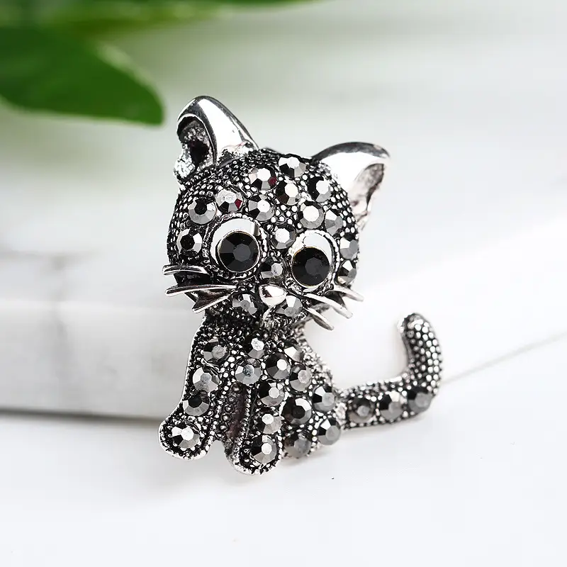 Retro Black Kitten Pin Brooch XZ4458 - Image 2