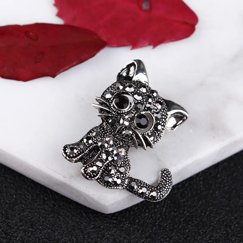 Retro Black Kitten Pin Brooch XZ4458 - Image 5