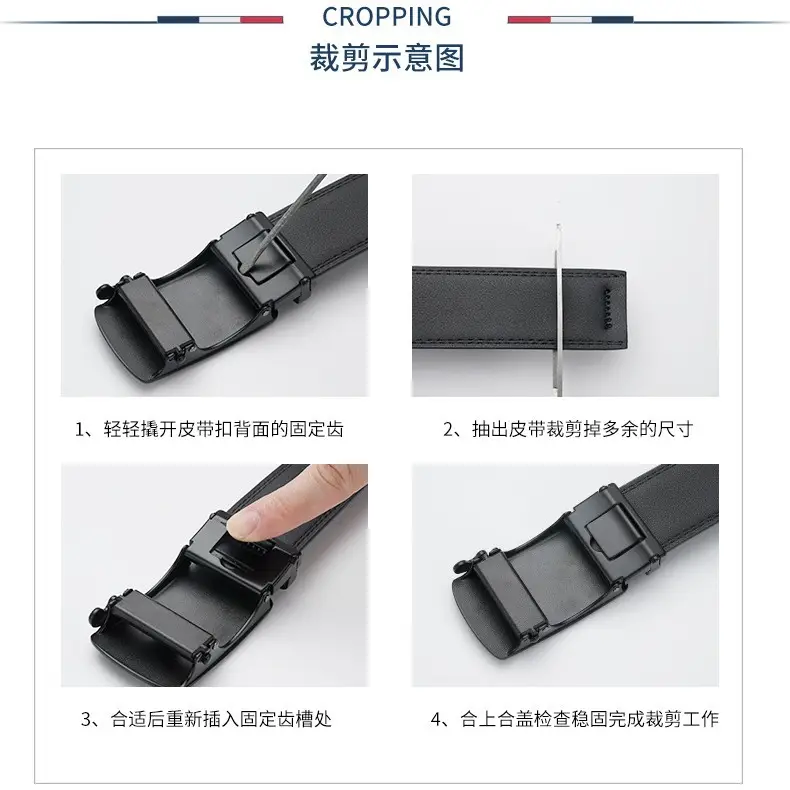 Men's Black Genuine Leather Automatic Buckle Belt - Image 6