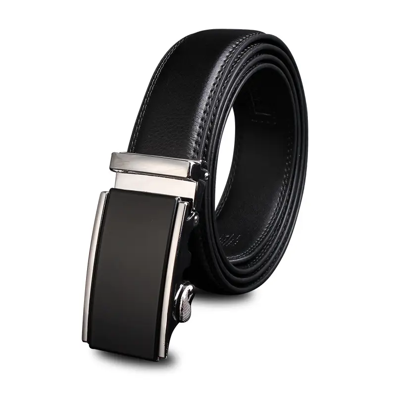 Men's Black Leather Belt with Automatic Buckle - Image 7