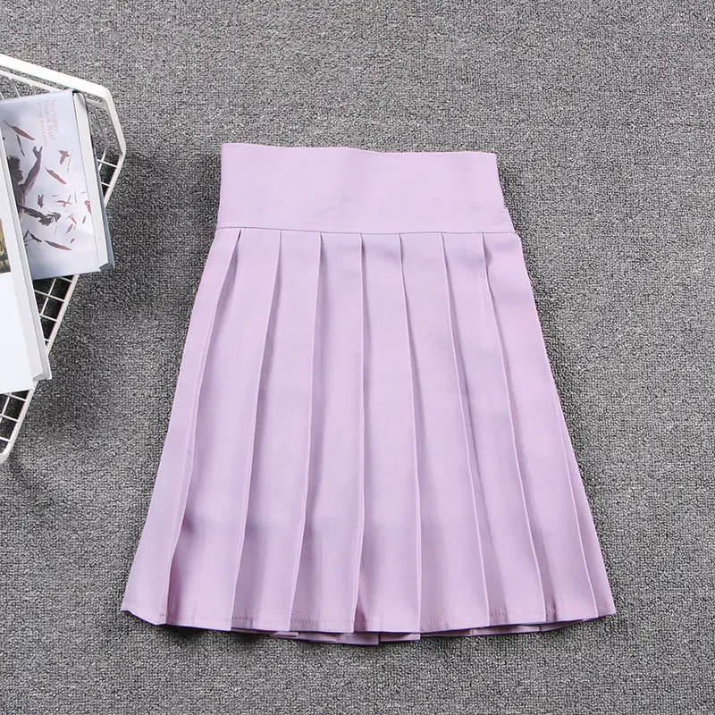 Spot Japanese Pleated Skirt Macaron Solid High Waist - Image 13