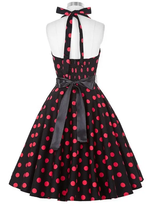 50s Polka Dot Waist Slimming Dress with Belt - Image 2