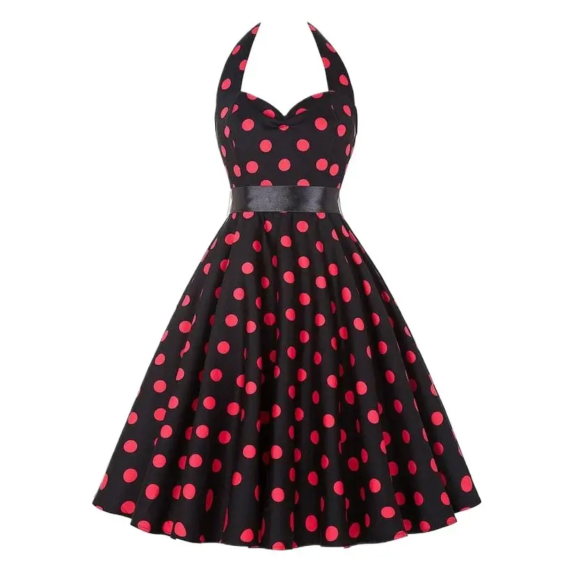 50s Polka Dot Waist Slimming Dress with Belt