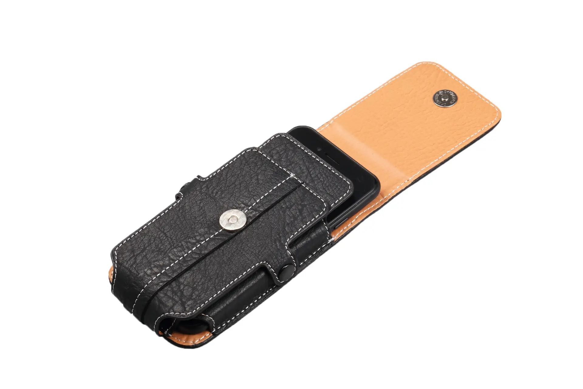 Vertical Genuine Leather Phone Belt Bag with Buckle — feature 10