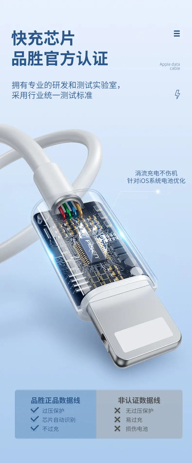 Pinsheng 3m USB-C to Lightning Cable Fast Charging — feature 5