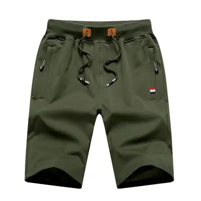 Men Knitted Shorts Olive Green Casual Dropshipping
