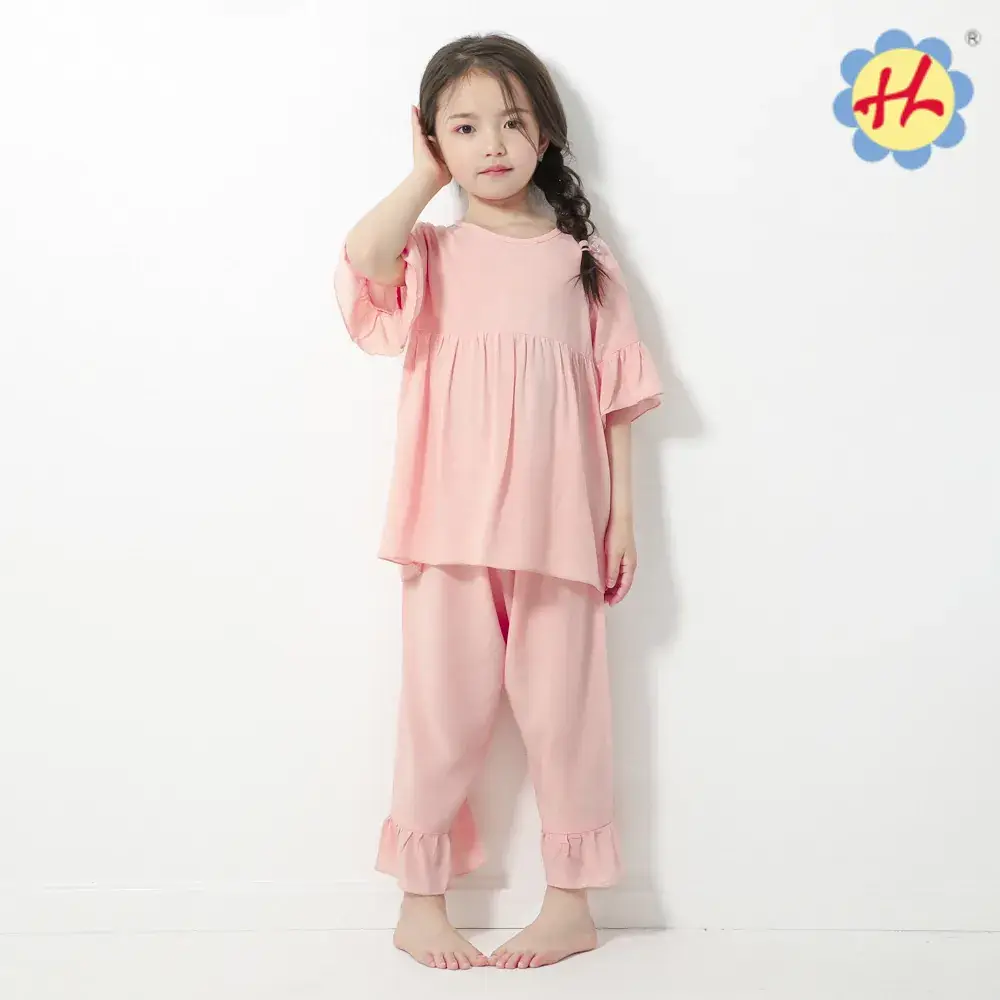 Girls Silk Pajamas Pink 2-Piece Set - Image 4