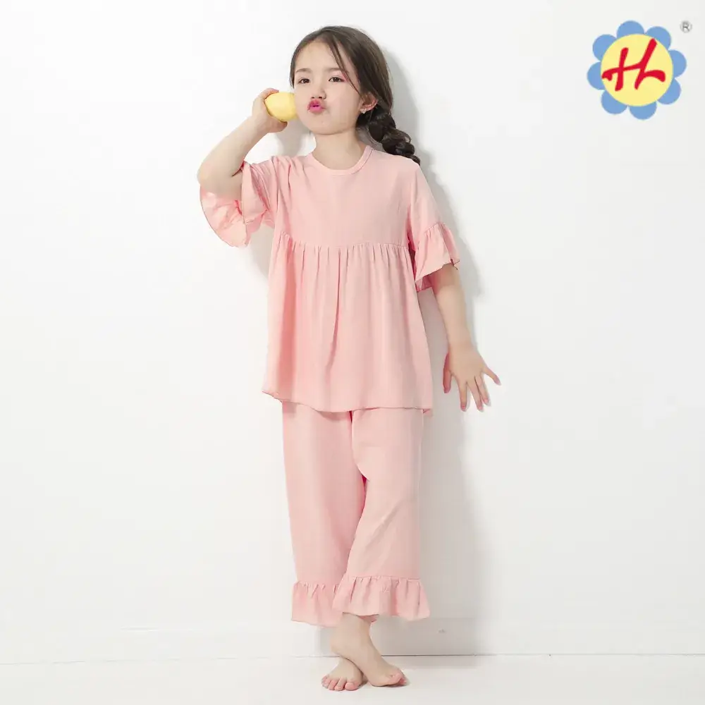 Girls Silk Pajamas Pink 2-Piece Set - Image 5