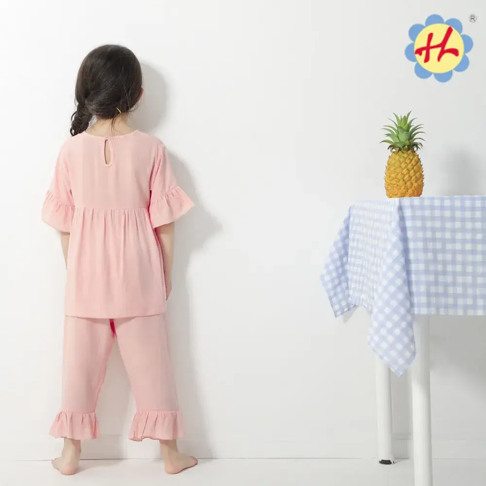 Girls Silk Pajamas Pink 2-Piece Set - Image 6