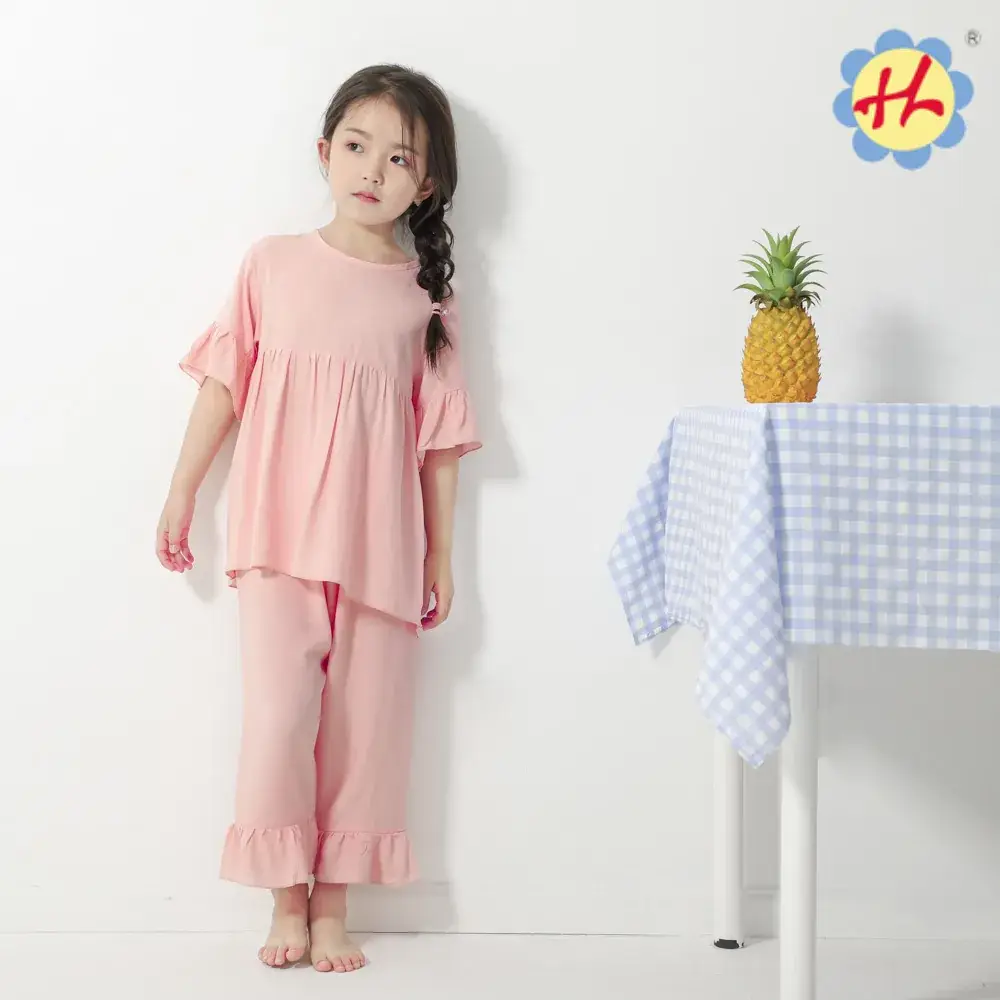 Girls Silk Pajamas Pink 2-Piece Set - Image 7