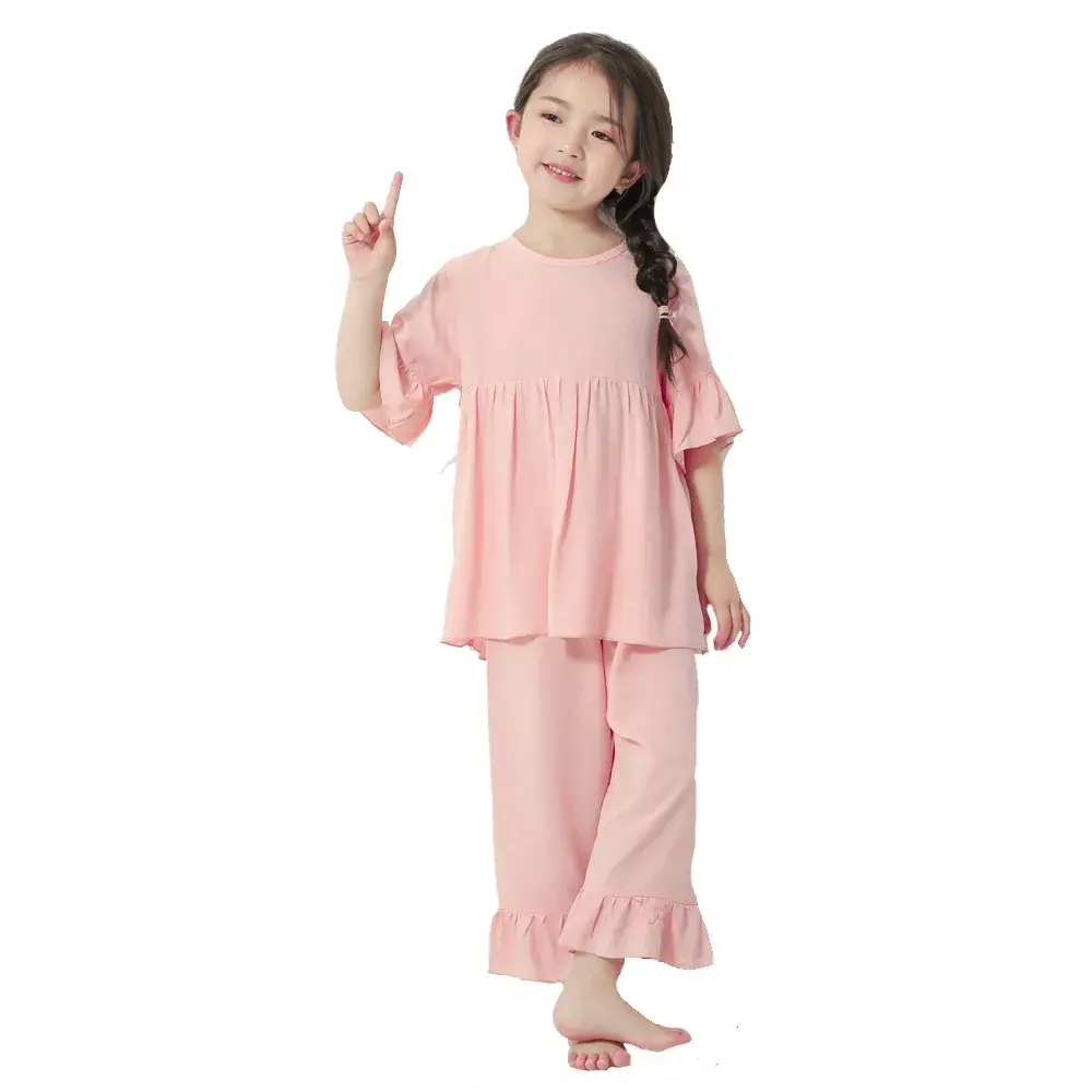 Girls Silk Pajamas Pink 2-Piece Set - Image 8