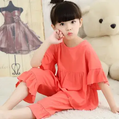 Girls Silk Pajamas Pink 2-Piece Set - Image 2
