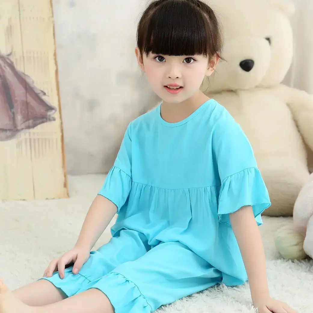 Girls Silk Pajamas Pink 2-Piece Set - Image 3