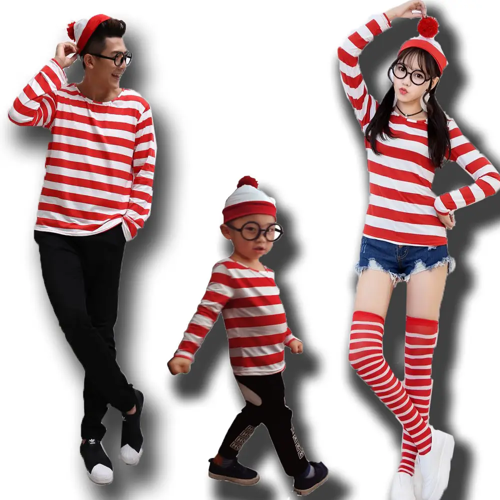 Halloween Anime Couple Costume Smart Wally Red Striped - Image 3