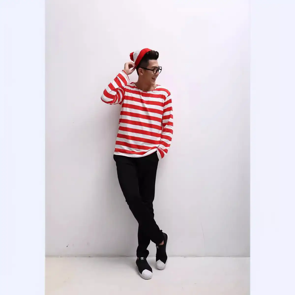 Halloween Anime Couple Costume Smart Wally Red Striped - Image 6