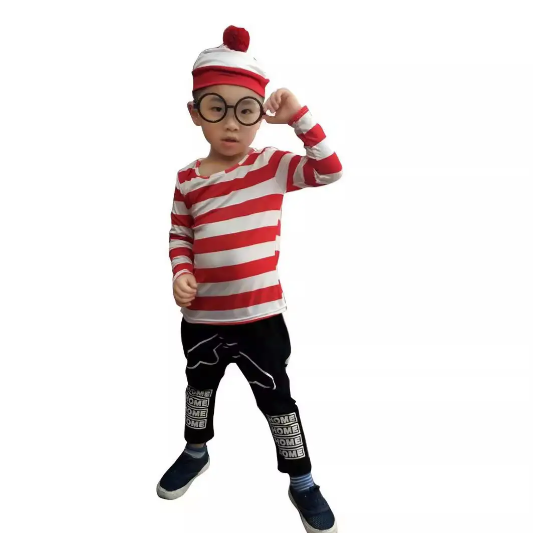 Halloween Anime Couple Costume Smart Wally Red Striped - Image 7